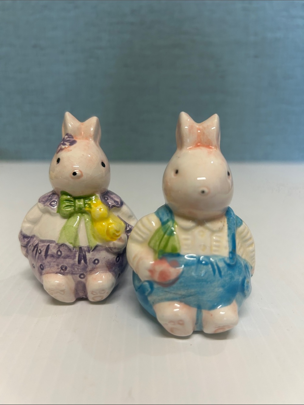 Vintage Ceramic Easter Bunny Salt & Pepper Shaker Set